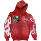 Hooded Cardigan Jacket Embroidered Print Mens Sweatshirt