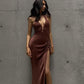 Ladies Fashion Backless Halter V-Neck Dress