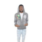 Hooded Cardigan Jacket Embroidered Print Mens Sweatshirt