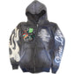 Hooded Cardigan Jacket Embroidered Print Mens Sweatshirt
