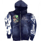 Hooded Cardigan Jacket Embroidered Print Mens Sweatshirt