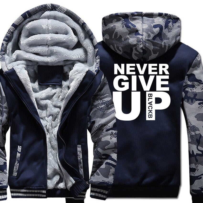 Never Give Up Men's hoodie padded jacket