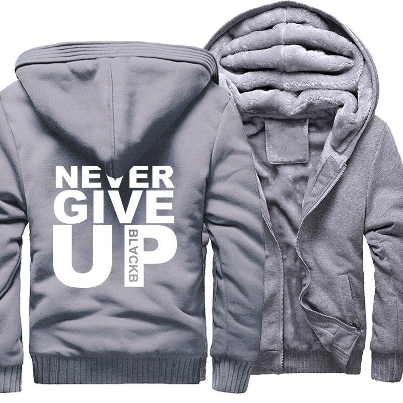 Never Give Up Men's hoodie padded jacket