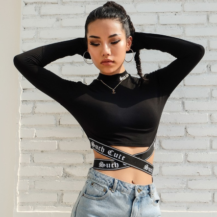 Womens long sleeve crop top