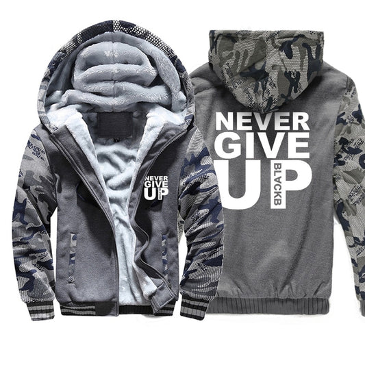 Never Give Up Men's hoodie padded jacket