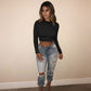Long Sleeve O-Neck Basic Short Crop Tops Women T-shirts