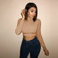 Long Sleeve O-Neck Basic Short Crop Tops Women T-shirts