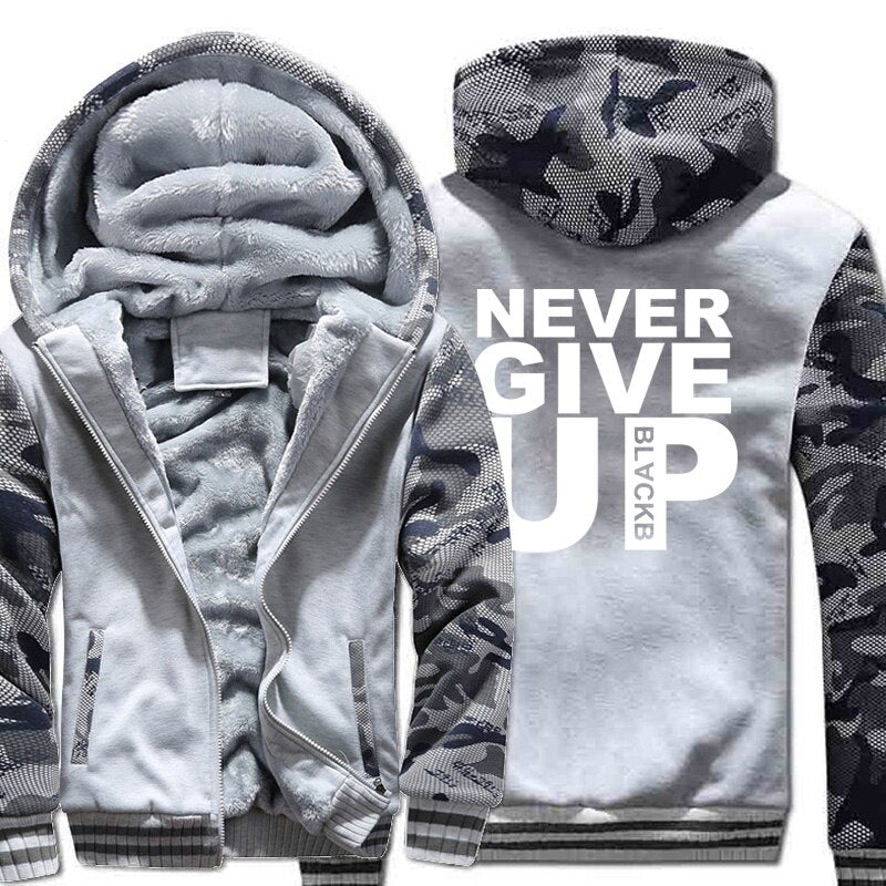 Never Give Up Men's hoodie padded jacket