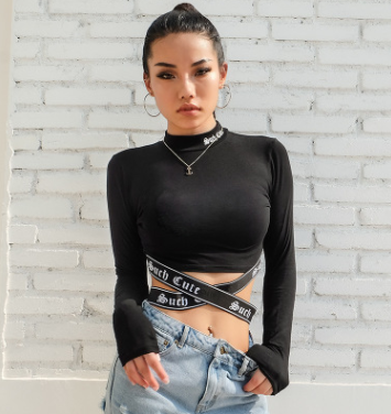Womens long sleeve crop top