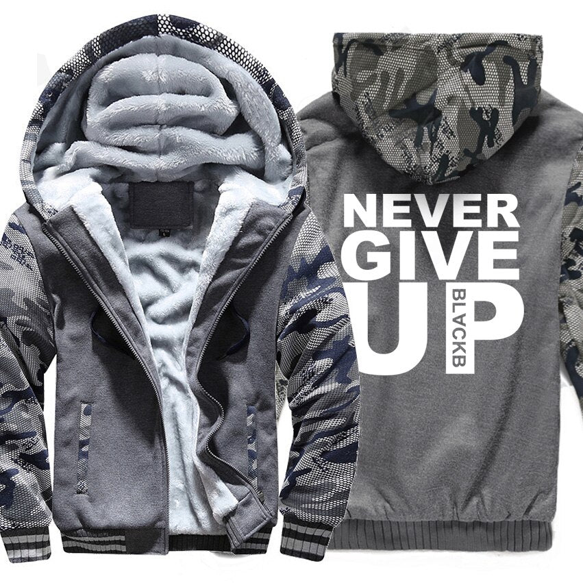 Never Give Up Men's hoodie padded jacket