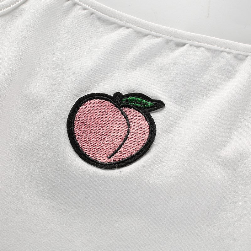 Fruit Peach Sexy Spaghetti Strap White Bodysuit Jumpsuit Romper