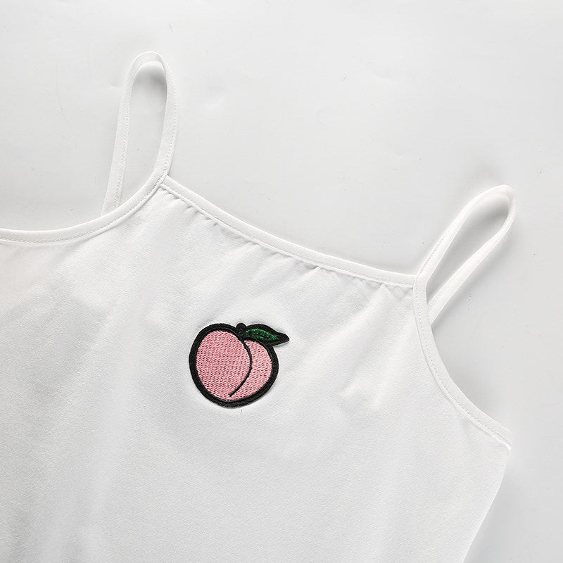 Fruit Peach Sexy Spaghetti Strap White Bodysuit Jumpsuit Romper